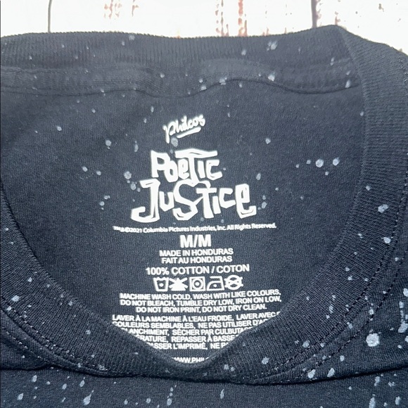 Poetic Justice Tupac Graphic Black Boxy Short Sleeve Tee Sz. M - Picture 2 of 6